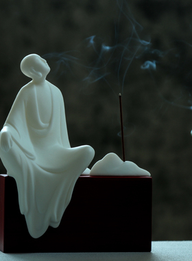 无相桌面摆件白瓷中式禅意人物居家客厅简约装饰玄关创意小僧佛像
