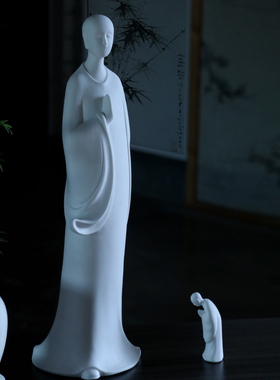 陶瓷新中式客厅玄关无相禅意摆件