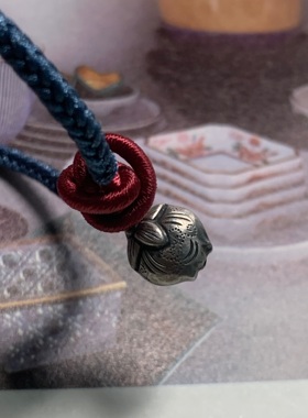 手工纯银小莲花蓝色手绳