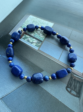 蓝色方块青金石手链