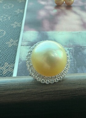 奶油温柔 天然海水南洋金珠巨无霸戒指