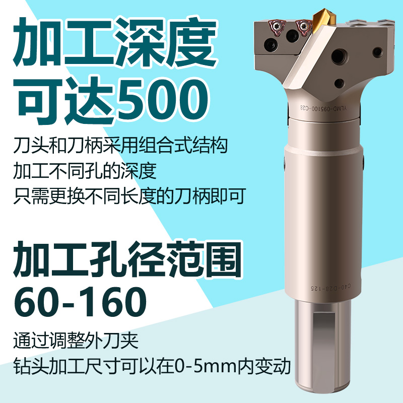 VMD钻头定心U钻大直径可调节带定心钻枪钻暴力钻深孔钻头60-280mm-图0