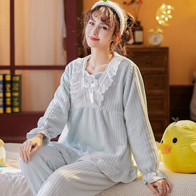 冬珊瑚绒加绒保暖长袖春秋套装睡衣 丰腾世家睡衣/家居服套装