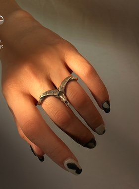 勒勒尔可复古开口戒指蒙式羊角