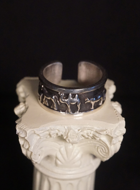 勒尔吉祥五畜蒙古元素纯银戒指