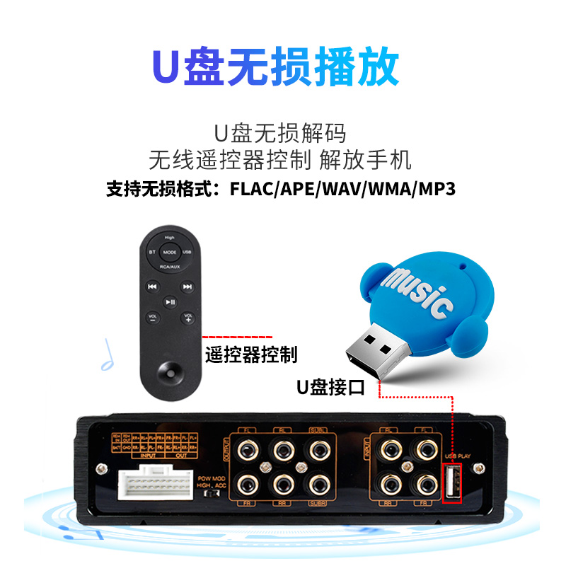 车载dsp音频处理器 31段EQ大功率汽车功放音响无损改装6路5.1声道