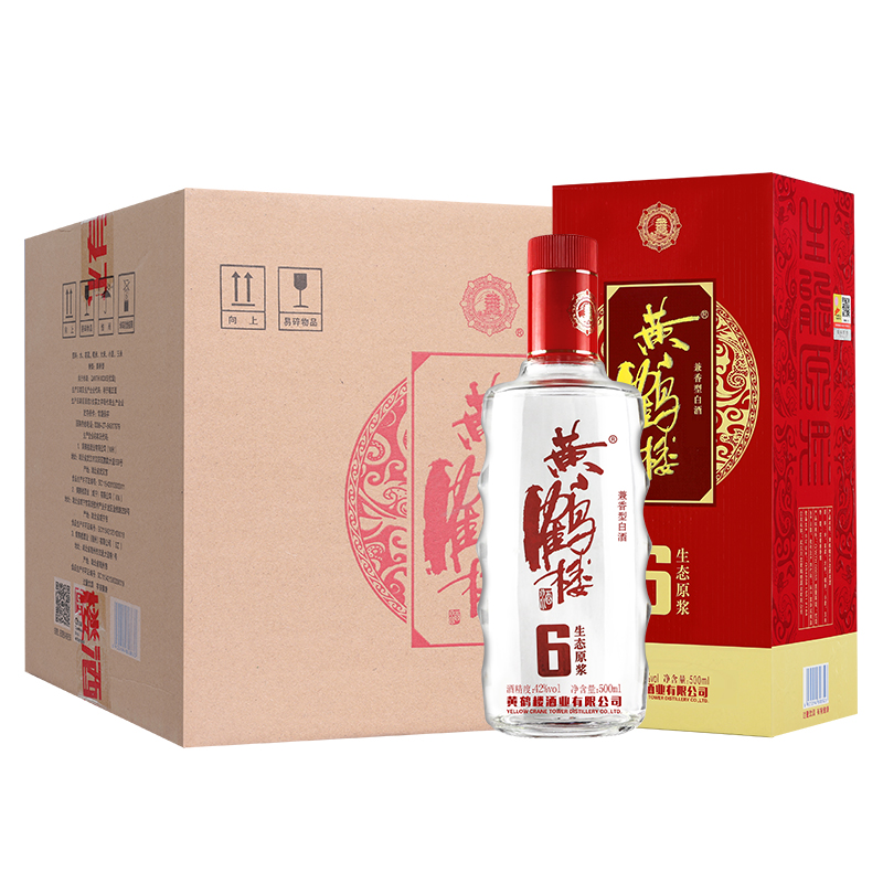 【官方旗舰店】黄鹤楼酒生态原浆6 42度500mL*6瓶纯粮食白酒整箱-图0