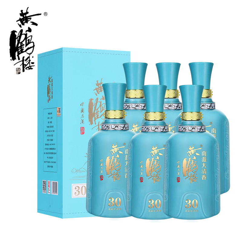 湖北黄鹤楼酒 53度大清香30南派500mL*6瓶整箱装清香型国产白酒-图0