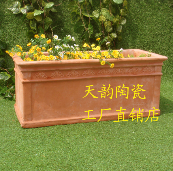 红陶花盆，红土花盆，陶花盆，陶罐，陶缸，方花盆T771,T772,T773-图3