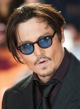 Johnny Depp同款蓝色墨镜男款高级感2025新款太阳眼镜近视带度数