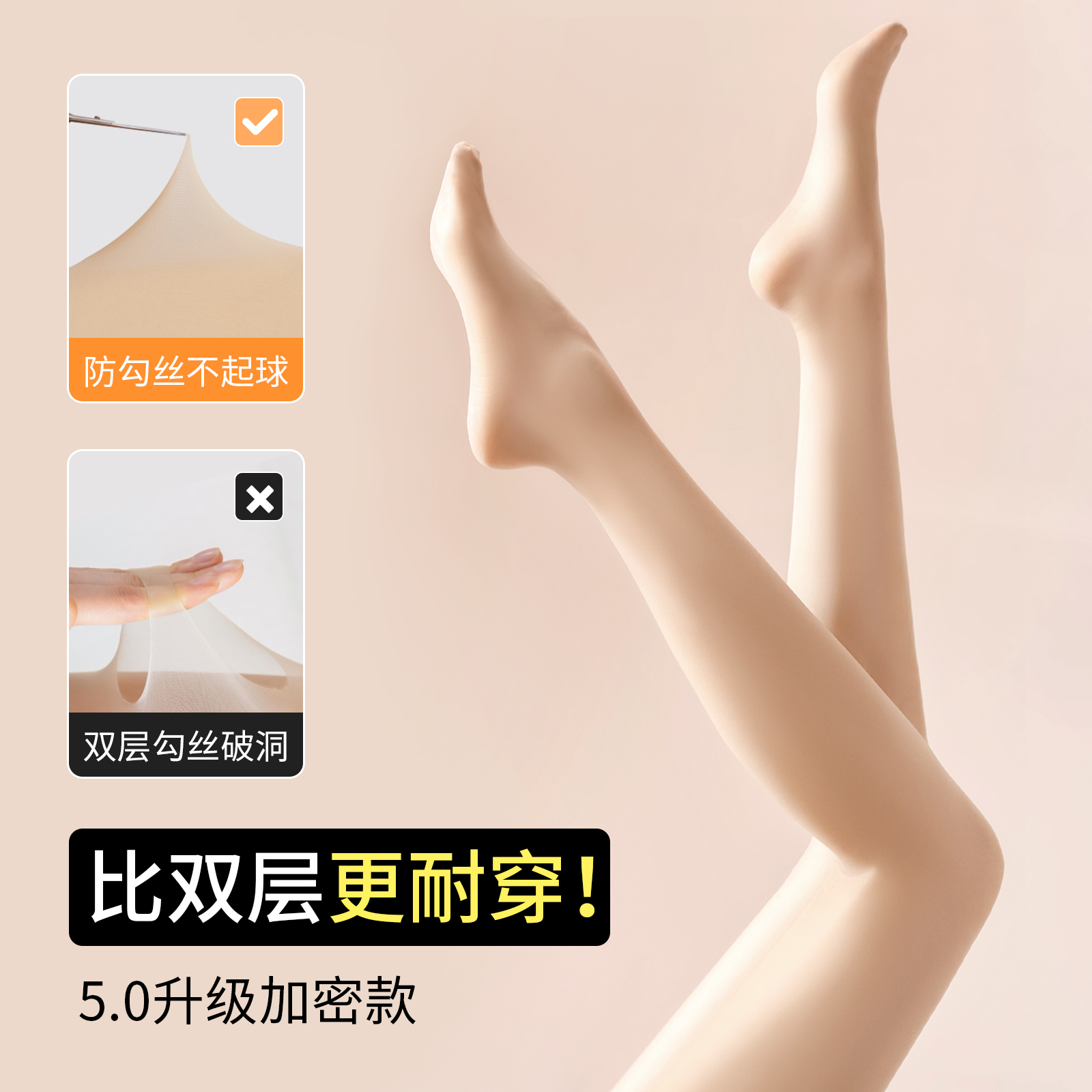 光腿神器女秋冬丝袜加绒加厚肤色打底袜压力瘦腿防勾丝肉色连裤袜 - 图0