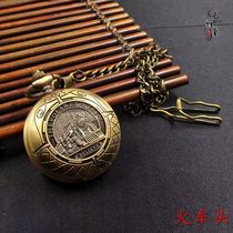 The old nostalgics of the Republic of China antique Chinese Wenge Period old Shanghai locomotive pure copper Waimeter Meter Clock Belt Chain