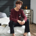 Bộ đồ ngủ nam cotton dài tay mùa xuân và mùa thu thanh niên giản dị mùa hè XL thể thao nhà cotton phù hợp với phiên bản Hàn Quốc - Bộ Pajama quần áo ngủ nữ Bộ Pajama
