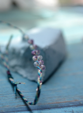 青蓝渐变天然萤石细手绳异域甜美