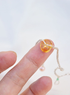 N9花路蜜蜡花珀清冷高级小众设计手作饰品银色手绳编织手链细女生