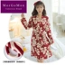 MORGOMON Áo choàng cô dâu Áo dài tay áo dài Phụ nữ Cotton mùa đông Áo choàng dài Áo choàng tắm mỏng DL1010 - Night Robe đồ ngủ Night Robe