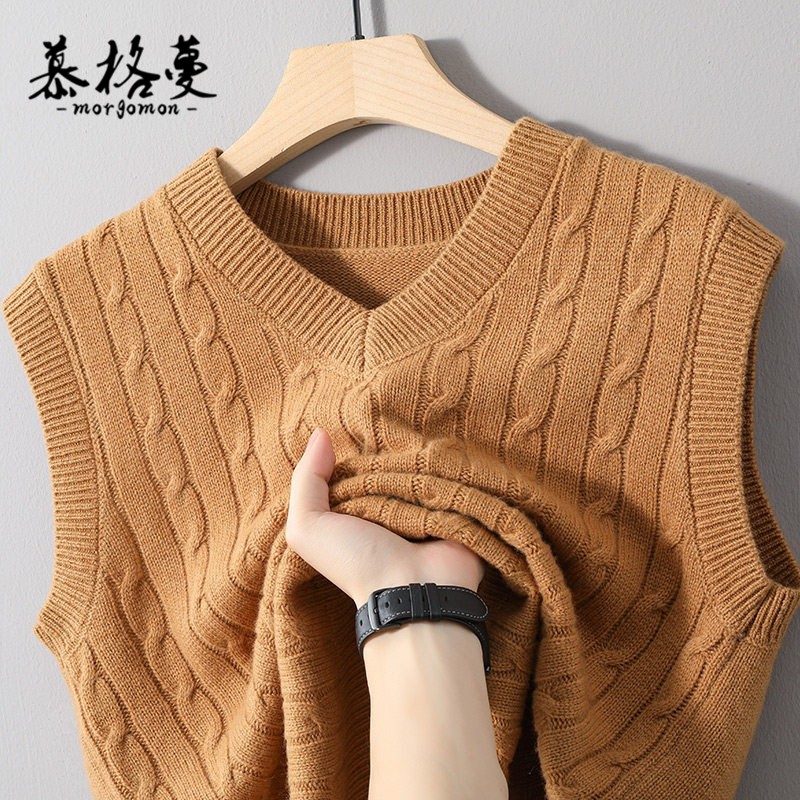 马甲男新款秋冬加厚保暖100%羊毛内搭针织衫毛衣V领无袖坎肩背心,淘宝优惠券,粉丝福利购,淘宝优惠卷