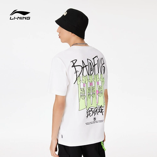 Li Ning, летняя футболка с коротким рукавом, спортивный костюм, круглый воротник