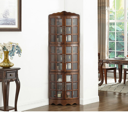 美式实木角柜墙角柜三角形欧式客厅转角柜杂物收纳扇形拐角储物柜 - 图1