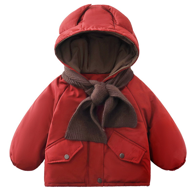 女童加绒加厚棉服外套2025冬季新款纯色女宝洋气冬装保暖连帽棉衣,淘宝优惠券,粉丝福利购,淘宝优惠卷