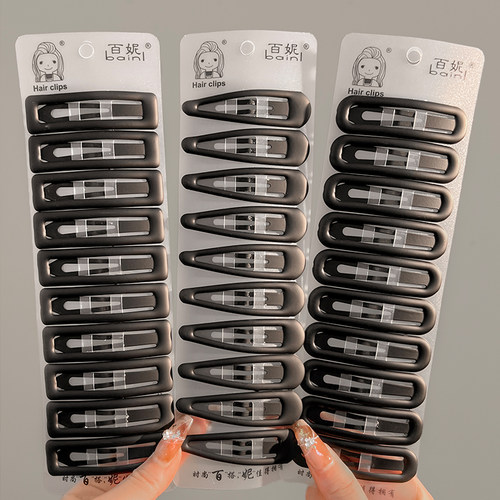 简约黑色磨砂发夹女后脑勺碎发整理神器侧边刘海夹bb夹子头饰发卡 - 图0