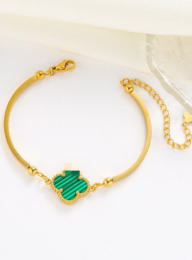 四叶草钛钢电镀转运珠手链女款