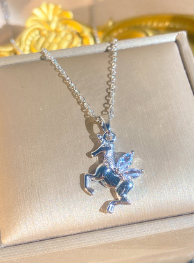 新款独角兽吊坠项链女锁骨链小众