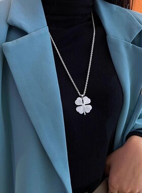秋冬款气质四叶草项百搭毛衣链