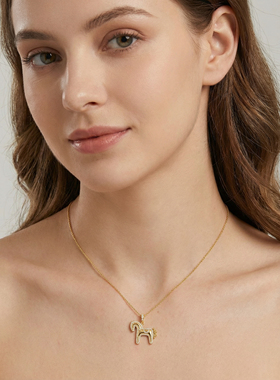 马到成功毛衣链轻奢高级小马吊坠