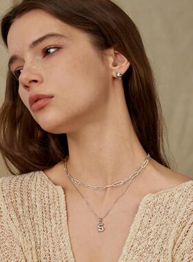 字母吊坠S925纯银锁骨项链女款