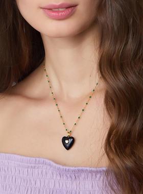 多巴胺多彩珐琅项链彩釉爱心吊坠