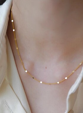 杭潮闪片链女款轻奢锁骨链气质裸链颈链925纯银新款精致独特项链