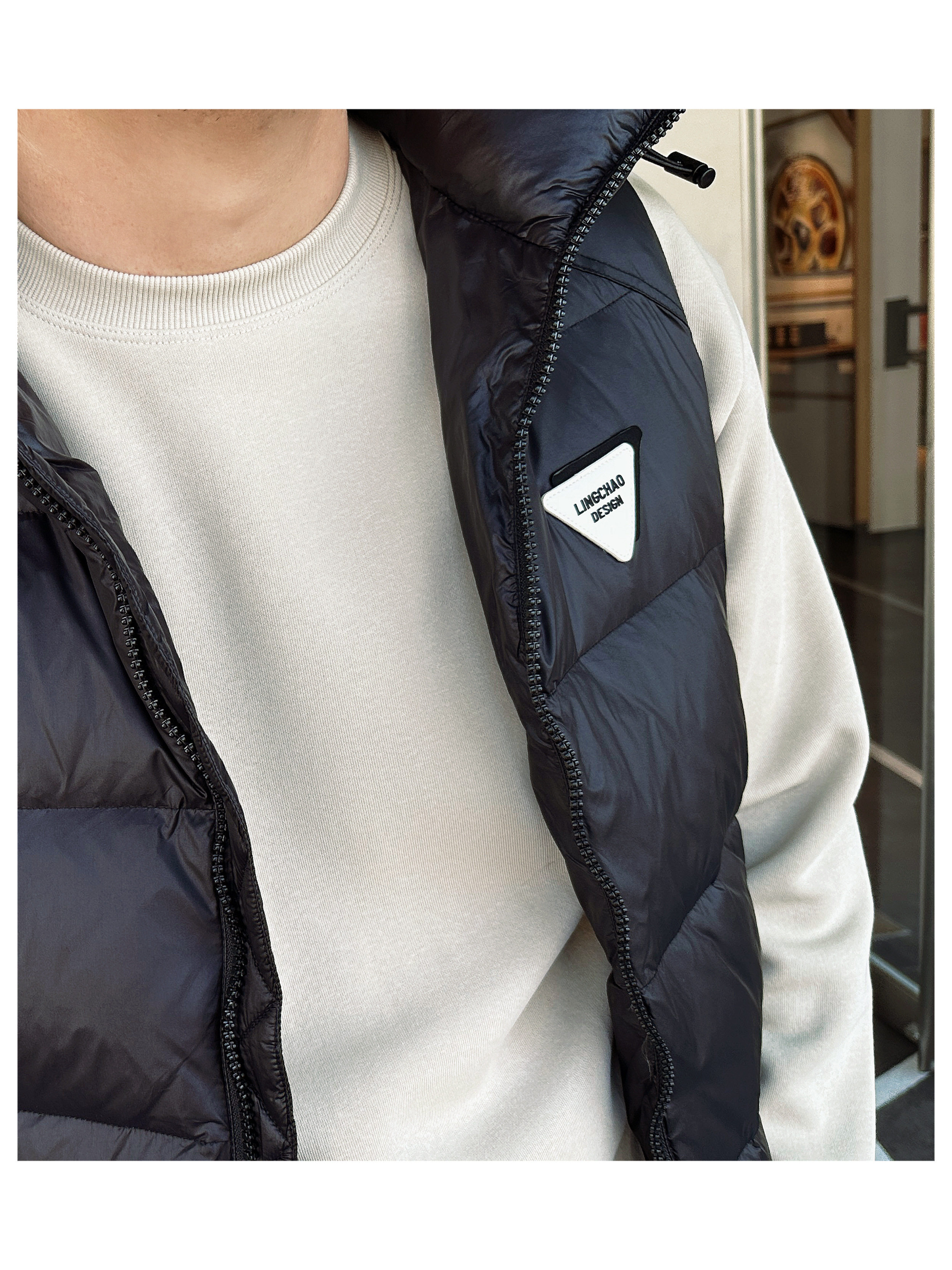 DAEVU冬新款三角标大号潮胖子加肥加大码男士连帽羽绒坎肩马甲,淘宝优惠券,粉丝福利购,淘宝优惠卷