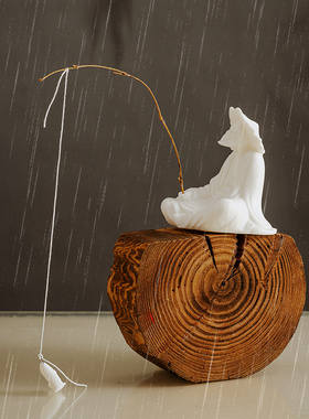 陶瓷禅意中式姜太公扫地僧摆件