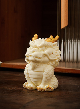 国风文创新中式陶瓷麒麟桌面摆件