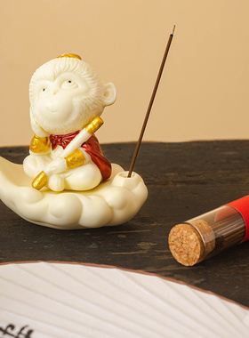 陶瓷禅意孙悟空桌面香薰炉摆件