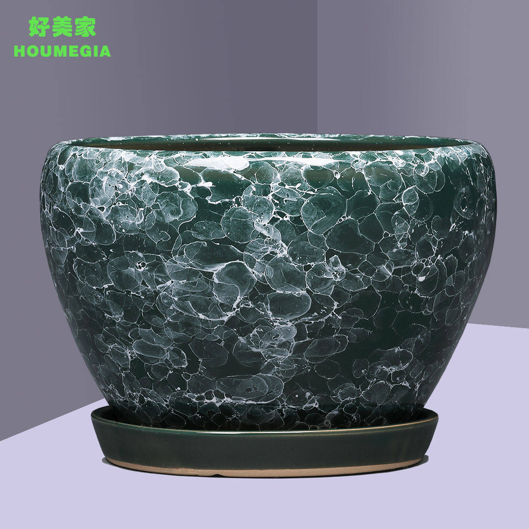 结晶纹陶瓷花盆配托盘特大号办公室内阳台多肉绿萝绿植果树兰花盆,淘宝优惠券,粉丝福利购,淘宝优惠卷