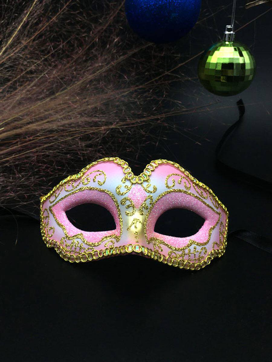 儿童面具蓝色幼儿园万圣节化妆舞会小公主可爱半脸女宝宝面罩男生