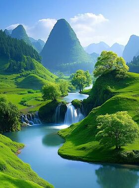 山水风景自粘贴画装饰画