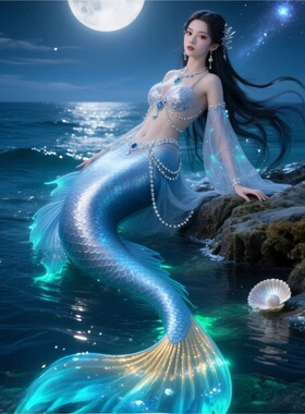 唯美人鱼公主自粘贴画
