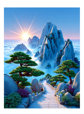 现代山水自粘防水生财客厅玄关贴