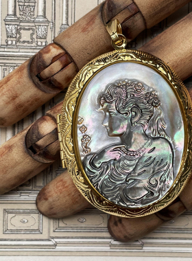 cameo复刻古典主义人头贝雕镀金