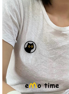 emo原创小黑猫蹲蹲猫胸针创意可爱卡通徽章宠物文创礼品男女配饰