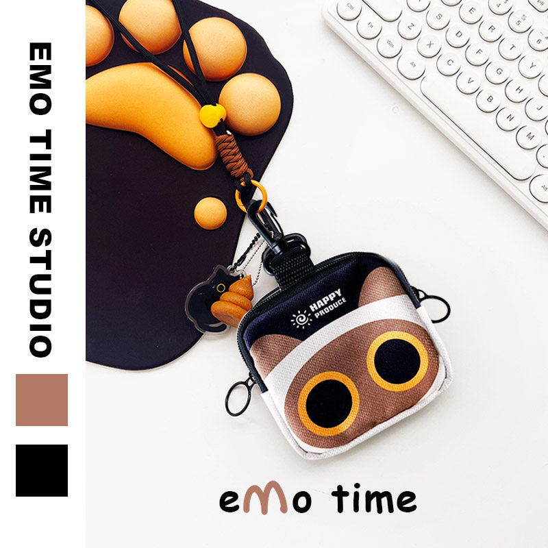 emo原创暹罗猫随身袋零钱包便携学生百搭潮牌耳机杂物逛街收纳包 - 图0