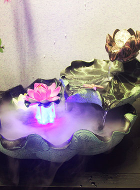 2021创意开业礼品乔迁礼w物室内桌面饰品流水喷泉摆件雾化加湿器