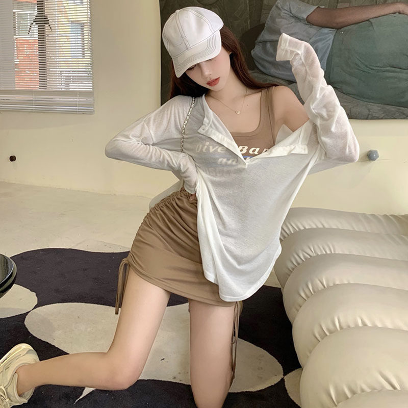 网红夏装性感吊带印花无袖配背心裙 宝媞奴时尚套装