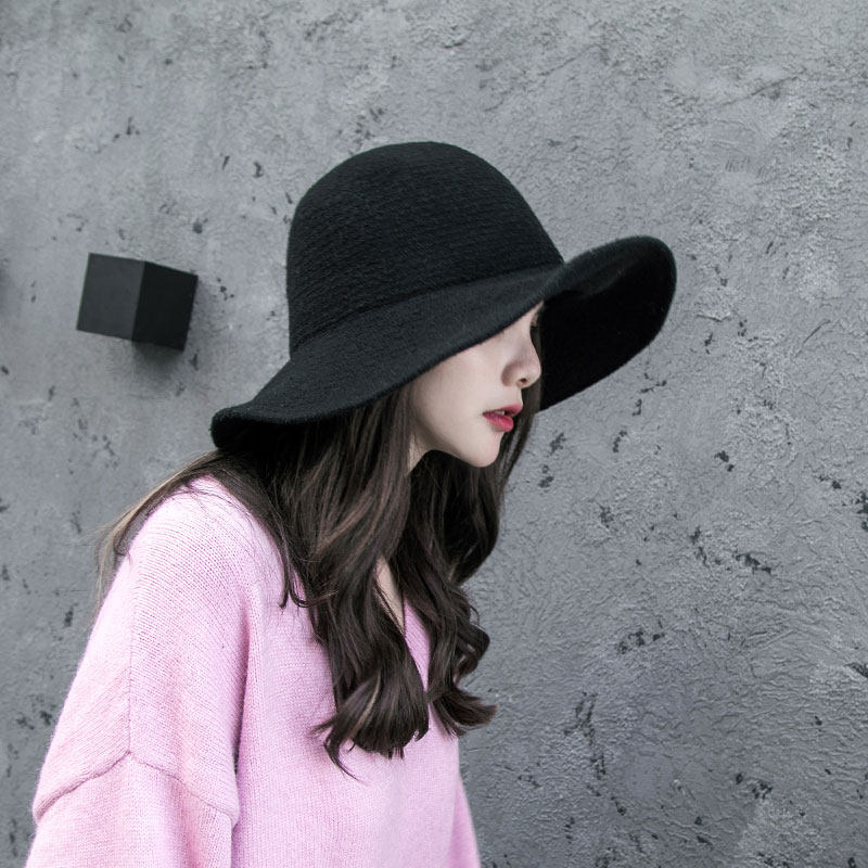 2025秋冬天针织毛线大檐渔夫帽子女时尚洋气韩版百搭纯色休闲盆帽,淘宝优惠券,粉丝福利购,淘宝优惠卷