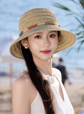 夏季大檐防晒可折叠渔夫草帽