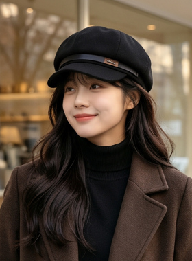 2026新款女显脸小鸭舌报童帽