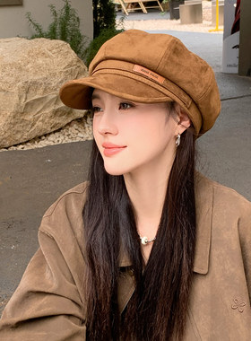 新款英伦风女款报童帽显脸小